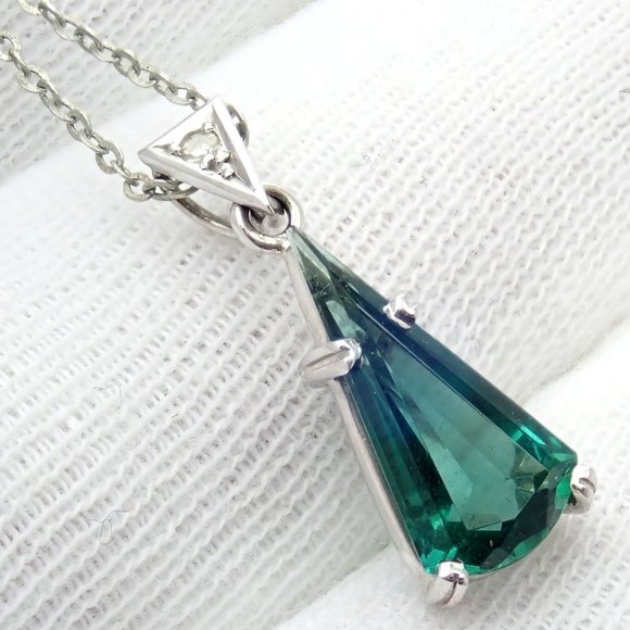 Rare! Authentic H. Stern 18k White Gold Diamond Blue Green Tourmaline Necklace - Picture 2 of 9